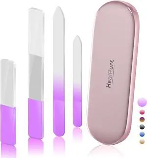 Glass Nail File and Nail Shiner, 4PC Crystal Nail File and Nano Glass Nail Buffer, Premium Set with Case, Professional Manicure Tool Fingernail Czech File for Natural Nail, Gift for Women and Girls Glass Nail File and Nail Shiner, 4PC Crystal Nail File and Nano Glass Nail Buffer, Premium Set with Case, Professional Manicure Tool Fingernail Czech File for Natural Nail, Gift for Women and Girls
