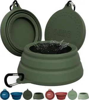 OHMO Spill Proof Collapsible Dog Bowl, 24oz Portable Dog Water Bowl | Low Center Gravity Stability, Tapered Splash Control, Foldable Cat Bowl, Dishwasher Safe, Dog Travel Essential, Camo Green OHMO Spill Proof Collapsible Dog Bowl, 24oz Portable Dog Water Bowl | Low Center Gravity Stability, Tapered Splash Control, Foldable Cat Bowl, Dishwasher Safe, Dog Travel Essential, Camo Green