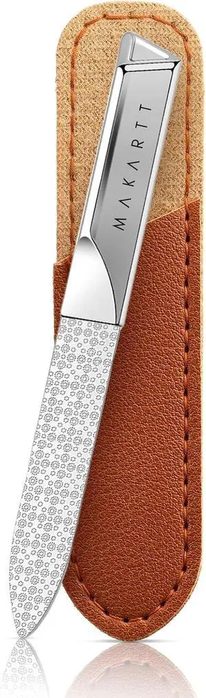 Makartt Metal Nail File for Natural Nails: Stainless Steel File, 1PC | Dual-Sided Coarse & Fine Grinding Surface, Precision, Durable, Nail Care Tool with Leather Case, for Women & Men Makartt Metal Nail File for Natural Nails: Stainless Steel File, 1PC | Dual-Sided Coarse & Fine Grinding Surface, Precision, Durable, Nail Care Tool with Leather Case, for Women & Men