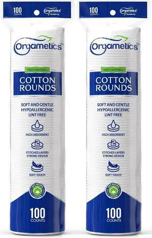 Orgametics Cotton Rounds, 100% Natural Turkish Cotton Premium Makeup Remover and Facial Cleansing Round Pads, Lint Free, Hypoallergenic and Ultra Soft, Luxury Quality (200 Count-Pack of 2) Orgametics Cotton Rounds, 100% Natural Turkish Cotton Premium Makeup Remover and Facial Cleansing Round Pads, Lint Free, Hypoallergenic and Ultra Soft, Luxury Quality (200 Count-Pack of 2)