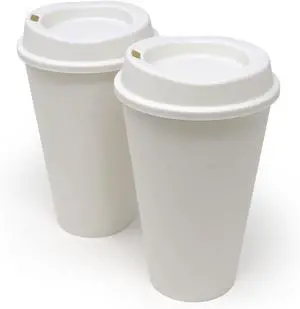 Rolling Sands USA Made 16 oz Reusable Coffee Cups with Lids 2 Pk, To Go Travel Cups, Hot or Cold Drinks, Dishwasher and Microwave Safe, White Rolling Sands USA Made 16 oz Reusable Coffee Cups with Lids 2 Pk, To Go Travel Cups, Hot or Cold Drinks, Dishwasher and Microwave Safe, White