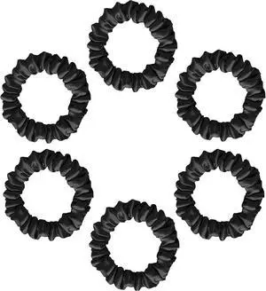 Silvr Bear Luxury Satin Skinny Scrunchies, 6 Count - Black Skinny, Hair Ties for Women, Girls and Men, Softer than Silk Scrunchies, Hair Accessories for All Hair Types Silvr Bear Luxury Satin Skinny Scrunchies, 6 Count - Black Skinny, Hair Ties for Women, Girls and Men, Softer than Silk Scrunchies, Hair Accessories for All Hair Types