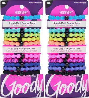 Goody Ouchless Forever Hair Elastics-10 Ct,Assorted Neon,Damage-Free Bands,3X Stronger Hair Ties,Retainable Shape,16 Strand Inner Core,Hair-Accessories for Women&Men,All-Hair Types,(Pack of 2) Goody Ouchless Forever Hair Elastics-10 Ct,Assorted Neon,Damage-Free Bands,3X Stronger Hair Ties,Retainable Shape,16 Strand Inner Core,Hair-Accessories for Women&Men,All-Hair Types,(Pack of 2)
