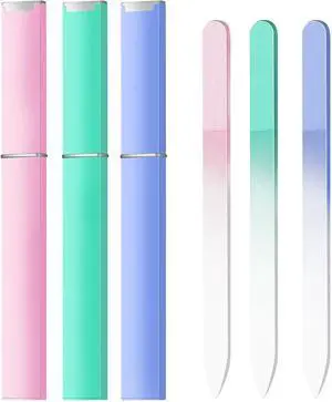 3 Pack Glass Nail Files for Natural Nail Professional Crystal Fingernail Files Double-Sided Etched Gentle Nail Care for Women Adults Pink,Green,Blue 3 Pack Glass Nail Files for Natural Nail Professional Crystal Fingernail Files Double-Sided Etched Gentle Nail Care for Women Adults Pink,Green,Blue