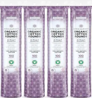SoulSation Organic Cotton Rounds, 400 Count - Makeup Remover Pads for Face, Lint-Free SoulSation Organic Cotton Rounds, 400 Count - Makeup Remover Pads for Face, Lint-Free