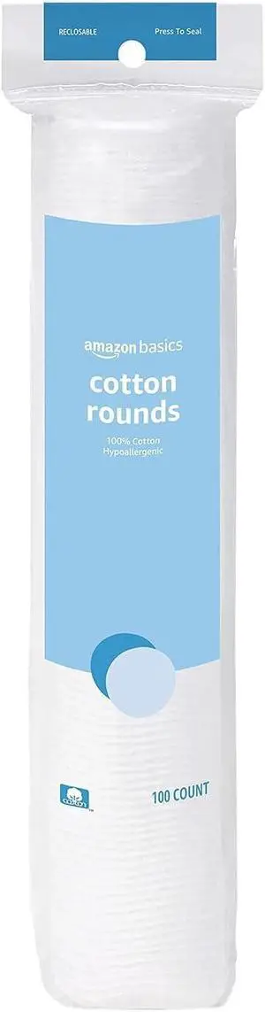Amazon Basics Hypoallergenic Cotton Rounds for Makeup Removal and Skincare, 100 Count, 1 Pack Amazon Basics Hypoallergenic Cotton Rounds for Makeup Removal and Skincare, 100 Count, 1 Pack