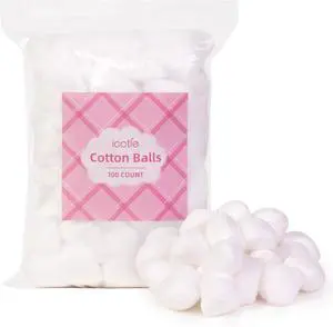 Icotle 100% Pure Cotton Balls, Large Size, Soft and Absorbent for Make-Up, Nail Polish Removal, Pet Care, Applying Lotion or Powder and First-Aid for Everyday Household Use, 100 Count Icotle 100% Pure Cotton Balls, Large Size, Soft and Absorbent for Make-Up, Nail Polish Removal, Pet Care, Applying Lotion or Powder and First-Aid for Everyday Household Use, 100 Count