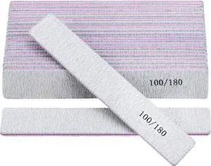 25 Pack 100/180 Grit Nail Files for Acrylic Nails, Rectangle Double Sides Emery Boards Fingernail Files Professional Nail Buffering Files 25 Pack 100/180 Grit Nail Files for Acrylic Nails, Rectangle Double Sides Emery Boards Fingernail Files Professional Nail Buffering Files