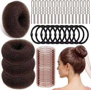 YINGFENG 134 Pcs Brown Hair Bun Maker Kit Medium - 4 Bun Hair Pieces for Women, 20 Hair Net for Buns, 100 Bobby Pins for Women, 10 Hair Bands, for Ballet Styling, Hair Accessories for Girls YINGFENG 134 Pcs Brown Hair Bun Maker Kit Medium - 4 Bun Hair Pieces for Women, 20 Hair Net for Buns, 100 Bobby Pins for Women, 10 Hair Bands, for Ballet Styling, Hair Accessories for Girls