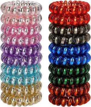 JessLab Spiral Hair Ties, 20 Pcs Traceless Phone Cord Hair Ties No Crease Spiral Bracelet Plastic Coil Ponytail Holders No-Damage Headband Hair Accessory for Girls Women Ladies Gift (Lustrous) JessLab Spiral Hair Ties, 20 Pcs Traceless Phone Cord Hair Ties No Crease Spiral Bracelet Plastic Coil Ponytail Holders No-Damage Headband Hair Accessory for Girls Women Ladies Gift (Lustrous)