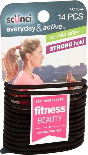 Scunci Black Gel Elastics, No Slip Grip, Strong Hold-Ponytailers, 14 Count (Pack of 1) Scunci Black Gel Elastics, No Slip Grip, Strong Hold-Ponytailers, 14 Count (Pack of 1)
