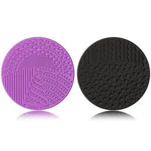 2 Pieces Silicone Makeup Brush Cleaner, YalsFTY Cosmetic Brush Scrubber Mat Pad Cleaning Tool, Dual-Sided Functionality to Accommodate All types of Brushes, Powder Puffs and Sponges (Black & Purple) 2 Pieces Silicone Makeup Brush Cleaner, YalsFTY Cosmetic Brush Scrubber Mat Pad Cleaning Tool, Dual-Sided Functionality to Accommodate All types of Brushes, Powder Puffs and Sponges (Black & Purple)