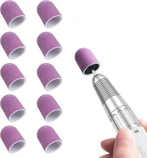 MelodySusie 10 Pcs Nail Sanding Caps Nail Drill Bits 180 Fine Grit for Foot File Callus Remover Manicure Pedicure Nail Polishing Burr Home Salon Use, Purple (13mm) MelodySusie 10 Pcs Nail Sanding Caps Nail Drill Bits 180 Fine Grit for Foot File Callus Remover Manicure Pedicure Nail Polishing Burr Home Salon Use, Purple (13mm)