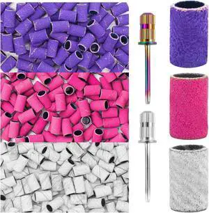 Nail Drill Sanding Bands Set - 300pcs Coarse & Fine Grit Bands (100#180#240#) with 3/32' Mandrel Bits for Manicure Nail Drill Sanding Bands Set - 300pcs Coarse & Fine Grit Bands (100#180#240#) with 3/32' Mandrel Bits for Manicure