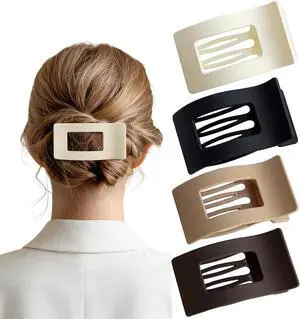 4PCS Flat Hair Clips Matte Non-Slip Claws for Women, Strong Hold Hair Accessories for All Hair Types, Daily Wedding Party Date Beach Use (Style3(Solid)) 4PCS Flat Hair Clips Matte Non-Slip Claws for Women, Strong Hold Hair Accessories for All Hair Types, Daily Wedding Party Date Beach Use (Style3(Solid))