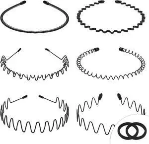 WantGor Metal Headbands, 6 Packs Fashion Unisex Black Hairband Hair Hoop | Spring Wave Non Slip Sports Headwear Hair Accessories WantGor Metal Headbands, 6 Packs Fashion Unisex Black Hairband Hair Hoop | Spring Wave Non Slip Sports Headwear Hair Accessories