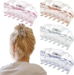Bphne 4 Pack Clear Hair Clips for Women 3.5 Inch Butterfly Banana Clips, Non Slip Strong Hold Jaw Clamps, Transparent Hair Clips for Thick or Thin Hair Bphne 4 Pack Clear Hair Clips for Women 3.5 Inch Butterfly Banana Clips, Non Slip Strong Hold Jaw Clamps, Transparent Hair Clips for Thick or Thin Hair