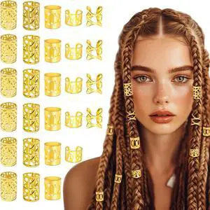 100Pcs Gold Hair Jewelry for Braids Accessories for Women | 5 styles Metal Hair Dreadlock Jewelry Braids Rings Cuffs Clips 100Pcs Gold Hair Jewelry for Braids Accessories for Women | 5 styles Metal Hair Dreadlock Jewelry Braids Rings Cuffs Clips