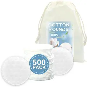 Premium Cotton Rounds for Face (500 Count) | Makeup Remover Pads, 100% Pure Cotton, Chemical Free, For Sensitive Skin Premium Cotton Rounds for Face (500 Count) | Makeup Remover Pads, 100% Pure Cotton, Chemical Free, For Sensitive Skin