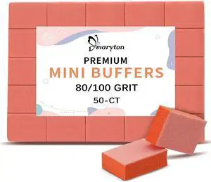 Maryton Mini Nail Buffer Blocks - 80/100 Grit for Acrylic Nails, 50 Count | Professional Salon Orange Buffers, Buff Nails Prior to Application of Gel Polish, Acrylic, Manicure Maryton Mini Nail Buffer Blocks - 80/100 Grit for Acrylic Nails, 50 Count | Professional Salon Orange Buffers, Buff Nails Prior to Application of Gel Polish, Acrylic, Manicure