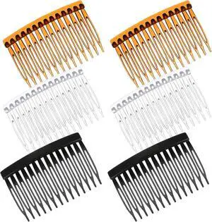 6 Pieces French Side Comb, 14 Teeth Vintage Plastic Side Combs, Decorative Hair Clips for Women Girls Bridal Wedding Veil Fine Hair 6 Pieces French Side Comb, 14 Teeth Vintage Plastic Side Combs, Decorative Hair Clips for Women Girls Bridal Wedding Veil Fine Hair