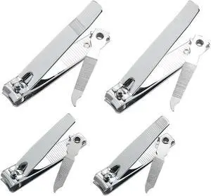 4 Pcs Professional Stainless Steel Toenail Clipper and Fingernails by QLL - Swing Out Nail Cleaner/File - Sharpest Stainless Steel Clipper - Wide Easy Press Lever - Best Quality Nail Cutter 4 Pcs Professional Stainless Steel Toenail Clipper and Fingernails by QLL - Swing Out Nail Cleaner/File - Sharpest Stainless Steel Clipper - Wide Easy Press Lever - Best Quality Nail Cutter