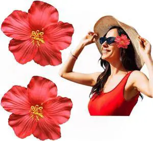 Red 8 cm Hawaiian Flower Hair Clip for Women Girls Fashion Bohemian Flowers Hair Accessory for Dancer Bridal Wedding Beach Party, Decorations (2Pcs) Red 8 cm Hawaiian Flower Hair Clip for Women Girls Fashion Bohemian Flowers Hair Accessory for Dancer Bridal Wedding Beach Party, Decorations (2Pcs)
