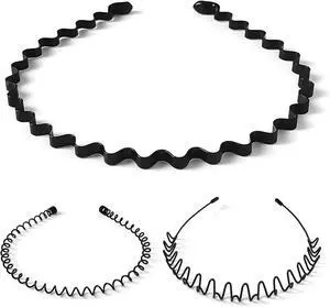3 Pack Headbands for Men and Women,Metal Hair Band Non Slip,Comfortable Comb Headband with Teeth for Sports Washing Face(Black) 3 Pack Headbands for Men and Women,Metal Hair Band Non Slip,Comfortable Comb Headband with Teeth for Sports Washing Face(Black)