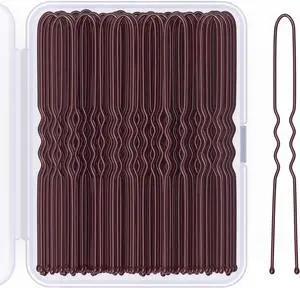 2.8 Inch U Shaped Hair Pins for Women Girls, Long Hair Pin Bobby Pin for Secure Bun Hairstyles, 100 Count (Brown) 2.8 Inch U Shaped Hair Pins for Women Girls, Long Hair Pin Bobby Pin for Secure Bun Hairstyles, 100 Count (Brown)
