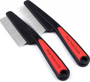 2 Pieces Stainless Steel Fine & Wide Tooth Comb, High Strength Teeth Hair Combs, Professional Dandruff Combs Grooming Tool (two different style) 2 Pieces Stainless Steel Fine & Wide Tooth Comb, High Strength Teeth Hair Combs, Professional Dandruff Combs Grooming Tool (two different style)