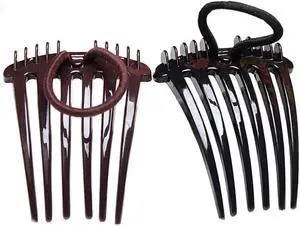 4Pcs Ponytail Bump it UP Volume Inserts Combs Fluffy Hair Comb Hair Styling Tool with Elastic Rubber Band (2 Black+2 Coffee) 4Pcs Ponytail Bump it UP Volume Inserts Combs Fluffy Hair Comb Hair Styling Tool with Elastic Rubber Band (2 Black+2 Coffee)