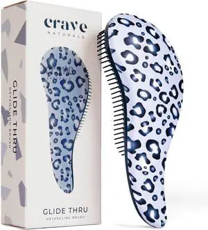 Crave Naturals Glide Thru Detangler Brush - Curly Hair Brush for Women and Kids - Wet and Dry Comb for Adults - Soft Flexible Bristles for Gentle Use - Styling Tool for Curls - Blue Cheetah Crave Naturals Glide Thru Detangler Brush - Curly Hair Brush for Women and Kids - Wet and Dry Comb for Adults - Soft Flexible Bristles for Gentle Use - Styling Tool for Curls - Blue Cheetah