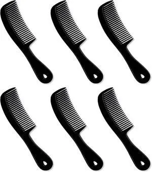 Men's Hair Comb with Handle, 6 Inch Plastic Flexible, 6 Pack | Black Fine Tooth Styling Set for Everyday Grooming, Travel, Beard and Mustache Men's Hair Comb with Handle, 6 Inch Plastic Flexible, 6 Pack | Black Fine Tooth Styling Set for Everyday Grooming, Travel, Beard and Mustache