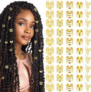 Tyqour 50pcs Gold Hair Jewelry for Braids Accessories Loc Jewelry for Hair Dreadlocks Adjustable Hair Rings Hair Cuff Hair Charms Braid Jewelry Hair Beads Decorations for Men Women Tyqour 50pcs Gold Hair Jewelry for Braids Accessories Loc Jewelry for Hair Dreadlocks Adjustable Hair Rings Hair Cuff Hair Charms Braid Jewelry Hair Beads Decorations for Men Women