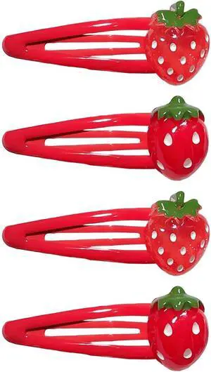 Strawberry Hair Clip - 4Pcs Red Metal Snap Fruit Hair Clips Hair Barrettes Cute Strawberry Hair Accessories for Girls Toddlers Kids and Teens Gifts Strawberry Hair Clip - 4Pcs Red Metal Snap Fruit Hair Clips Hair Barrettes Cute Strawberry Hair Accessories for Girls Toddlers Kids and Teens Gifts
