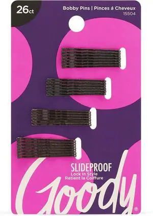 Goody SlideProof Bobby Pins, 26 Ct, Black, Comfortable Bobby Hair Pins for Styling, Lock In Place, Pain-Free Styling Accessories for Women & Men, All Hair Types Goody SlideProof Bobby Pins, 26 Ct, Black, Comfortable Bobby Hair Pins for Styling, Lock In Place, Pain-Free Styling Accessories for Women & Men, All Hair Types