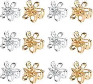 Gold Sliver Small Flower Hair Clips for Women, Cute Mini Tiny Little Sparkling Metal Flower Sweet Artificial Bangs Nonslip Hair Claw Clips Decorative (12) Gold Sliver Small Flower Hair Clips for Women, Cute Mini Tiny Little Sparkling Metal Flower Sweet Artificial Bangs Nonslip Hair Claw Clips Decorative (12)