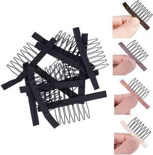 24 Pieces Steel Cloth Wig Combs and Clips Set - 7-Teeth Hair Accessories Tools for Making Wigs and Hairpieces (Black) 24 Pieces Steel Cloth Wig Combs and Clips Set - 7-Teeth Hair Accessories Tools for Making Wigs and Hairpieces (Black)