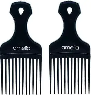 Amelia Beauty, 7in Black Curly Hair Wide Tooth Pick, 2 Pack | Made in USA | Easily Creates Volume, Detangles, Reduces Frizz | Afro Pick Styling Tool, 7"x3" Amelia Beauty, 7in Black Curly Hair Wide Tooth Pick, 2 Pack | Made in USA | Easily Creates Volume, Detangles, Reduces Frizz | Afro Pick Styling Tool, 7"x3"