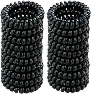 Spiral Hair Ties 20 Pieces Waterproof No Damage Hair Scrunchies (Black) | No Crease Coil Traceless Phone Cord Hair Ties Ponytail Holders Plastic Elastics Hair Bands for Woman Spiral Hair Ties 20 Pieces Waterproof No Damage Hair Scrunchies (Black) | No Crease Coil Traceless Phone Cord Hair Ties Ponytail Holders Plastic Elastics Hair Bands for Woman