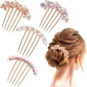 Pearl Rhinestones Hair Accessories - Crystals Butterfly Hair Fork Clips for Updo Buns, Decorative French Twist Hair Pins, Vintage Styling Combs for Women and Girls - Hair Styling Accessories Pearl Rhinestones Hair Accessories - Crystals Butterfly Hair Fork Clips for Updo Buns, Decorative French Twist Hair Pins, Vintage Styling Combs for Women and Girls - Hair Styling Accessories