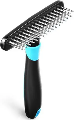 DOGI Deshedding Brush - Undercoat Rake for Dogs, Cats, Matted, Short, Long Hair Coats - Double Row Stainless Steel Pins - Reduce Shedding by 90% (Blue) DOGI Deshedding Brush - Undercoat Rake for Dogs, Cats, Matted, Short, Long Hair Coats - Double Row Stainless Steel Pins - Reduce Shedding by 90% (Blue)