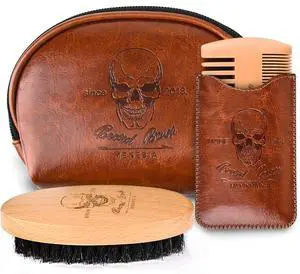 Beard Brush and Comb set for Men | Travel Bag Kit, Includes 1 Wooden Beard Comb & 1 Soft Beard Brush Beard Brush and Comb set for Men | Travel Bag Kit, Includes 1 Wooden Beard Comb & 1 Soft Beard Brush