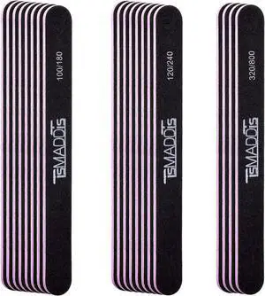 TsMADDTs Nail Files 20 pcs Double Sided Emery Board for Natural Acrylic Nails 100 120 180 240 320 800 Grits, Professional Manicure Pedicure Tools TsMADDTs Nail Files 20 pcs Double Sided Emery Board for Natural Acrylic Nails 100 120 180 240 320 800 Grits, Professional Manicure Pedicure Tools