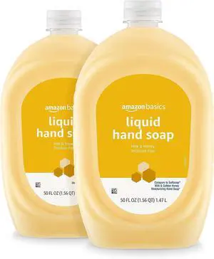 Amazon Basics Liquid Hand Soap Refill, Milk and Honey Scent, Triclosan-Free, pH Balanced, Dermatologist Tested, 50 Fluid Ounces, 2-Pack (Previously Solimo) Amazon Basics Liquid Hand Soap Refill, Milk and Honey Scent, Triclosan-Free, pH Balanced, Dermatologist Tested, 50 Fluid Ounces, 2-Pack (Previously Solimo)