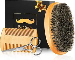Mens Gift Set with Beard Brush Beard Comb, Christmas Stocking Stuffers | Mens Gifts for Him Dad Husband Boyfriends Grandpa, Bristle Brush Natural Wood Comb Mustache Scissors, Travel Grooming Tools Mens Gift Set with Beard Brush Beard Comb, Christmas Stocking Stuffers | Mens Gifts for Him Dad Husband Boyfriends Grandpa, Bristle Brush Natural Wood Comb Mustache Scissors, Travel Grooming Tools