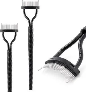 KINGMAS Eyelash Comb Eyelash Separator, Arc Designed Lash Brush Separator | With Cover Lash Comb for Eye Makeup Brush Mascara Clump Remover Tool, Black 2Pcs KINGMAS Eyelash Comb Eyelash Separator, Arc Designed Lash Brush Separator | With Cover Lash Comb for Eye Makeup Brush Mascara Clump Remover Tool, Black 2Pcs