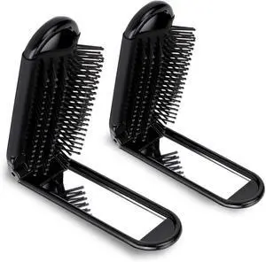 Travel Hair Brush with Mirror and Massage Comb - 2 Pack Foldable Compact Hair Styling Tools for Women and Men Travel Hair Brush with Mirror and Massage Comb - 2 Pack Foldable Compact Hair Styling Tools for Women and Men
