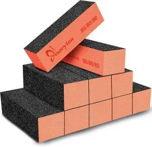 Maryton Nail Buffer Sanding Blocks, 80/80 Grit for Acrylic Nails, 10PCS | Professional Buffing Blocks, Salon Grade, Manicure Tools Kit, Black Orange Maryton Nail Buffer Sanding Blocks, 80/80 Grit for Acrylic Nails, 10PCS | Professional Buffing Blocks, Salon Grade, Manicure Tools Kit, Black Orange