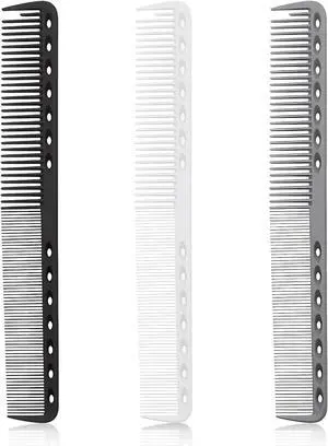 3-Piece Carbon Fiber Salon Hairdressing Comb Set - Fine Cutting Comb for Men & Women - Heat Resistant - Black, Grey, White 3-Piece Carbon Fiber Salon Hairdressing Comb Set - Fine Cutting Comb for Men & Women - Heat Resistant - Black, Grey, White